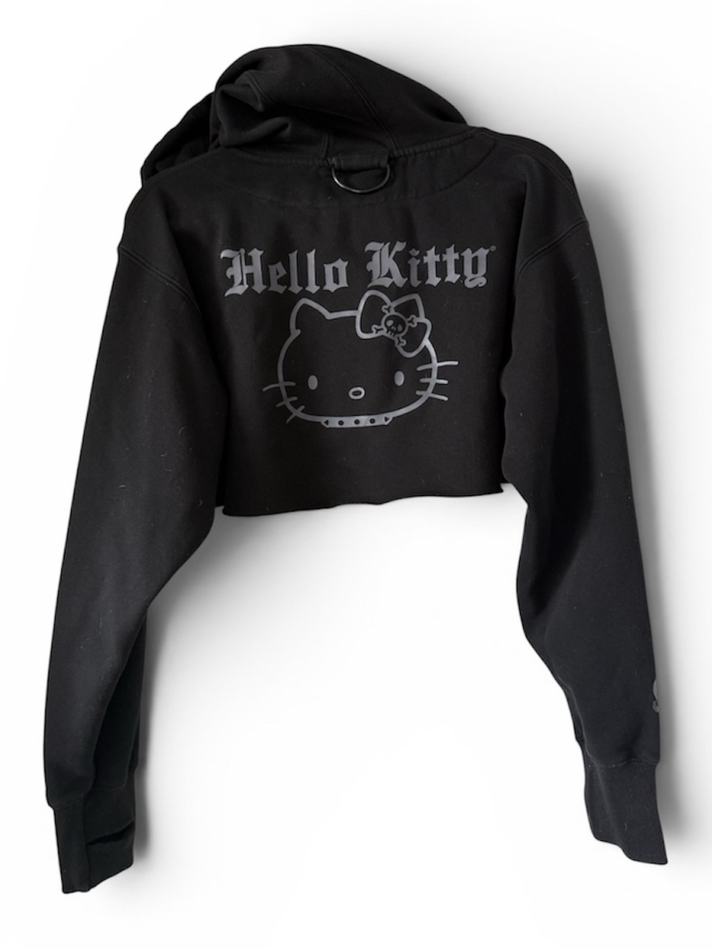 Black Cropped Hoodie with Hello Kitty design - Picture 2 of 4